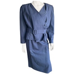 Retro 1980s Navy Courreges Skirt Suit Set 