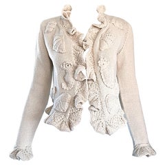 Moschino Couture 1990s Vintage ' Sea Horses & Sea Shells ' 90s Novelty Cardigan 