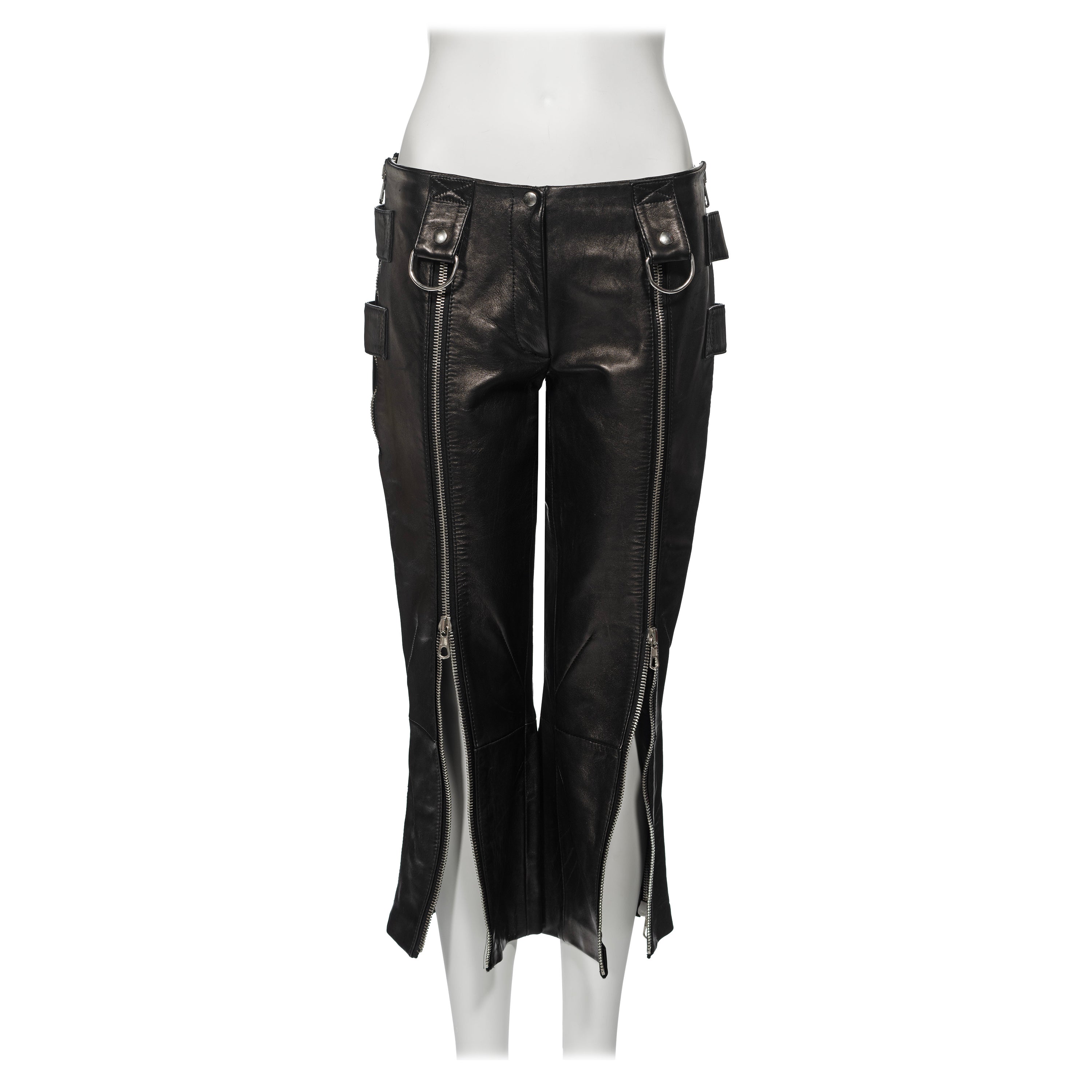 Dolce & Gabbana Black Leather Capri Pants, ss 2000 For Sale