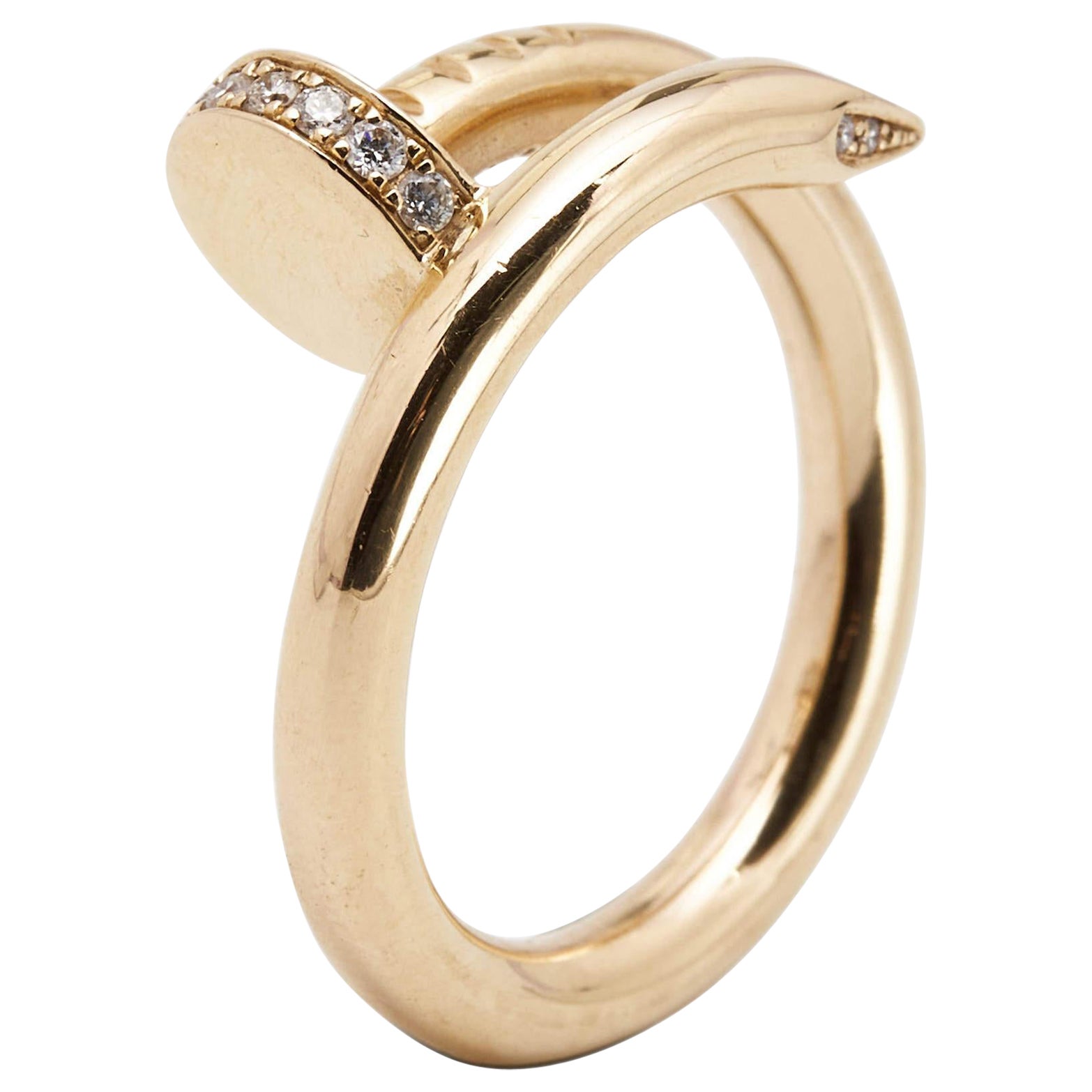 Cartier Juste Un Clou Diamonds 18k Rose Gold Ring Size 50