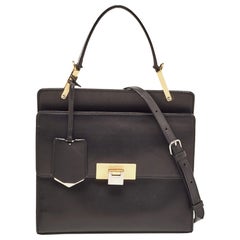 Balenciaga Le Dix Cartable Top Handle Bag aus schwarzem Leder