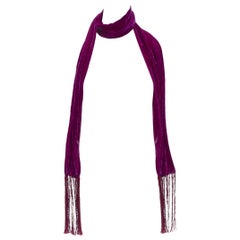 HAIDER ACKERMANN pink crushed velvet burgundy fringe trim scarf