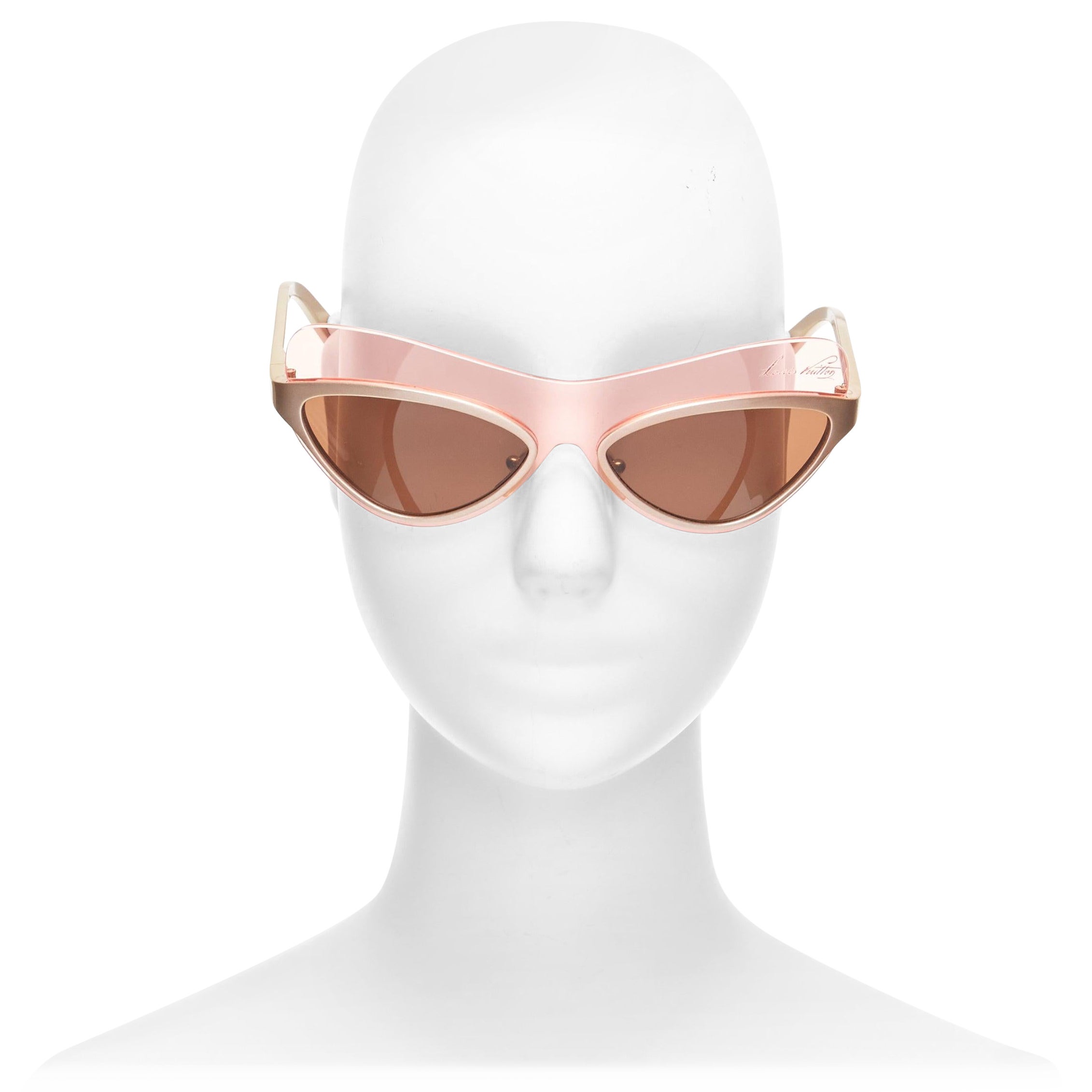 LOUIS VUITTON Ella Z0313U clear pink shield brown futuristic cateye sunglasses For Sale