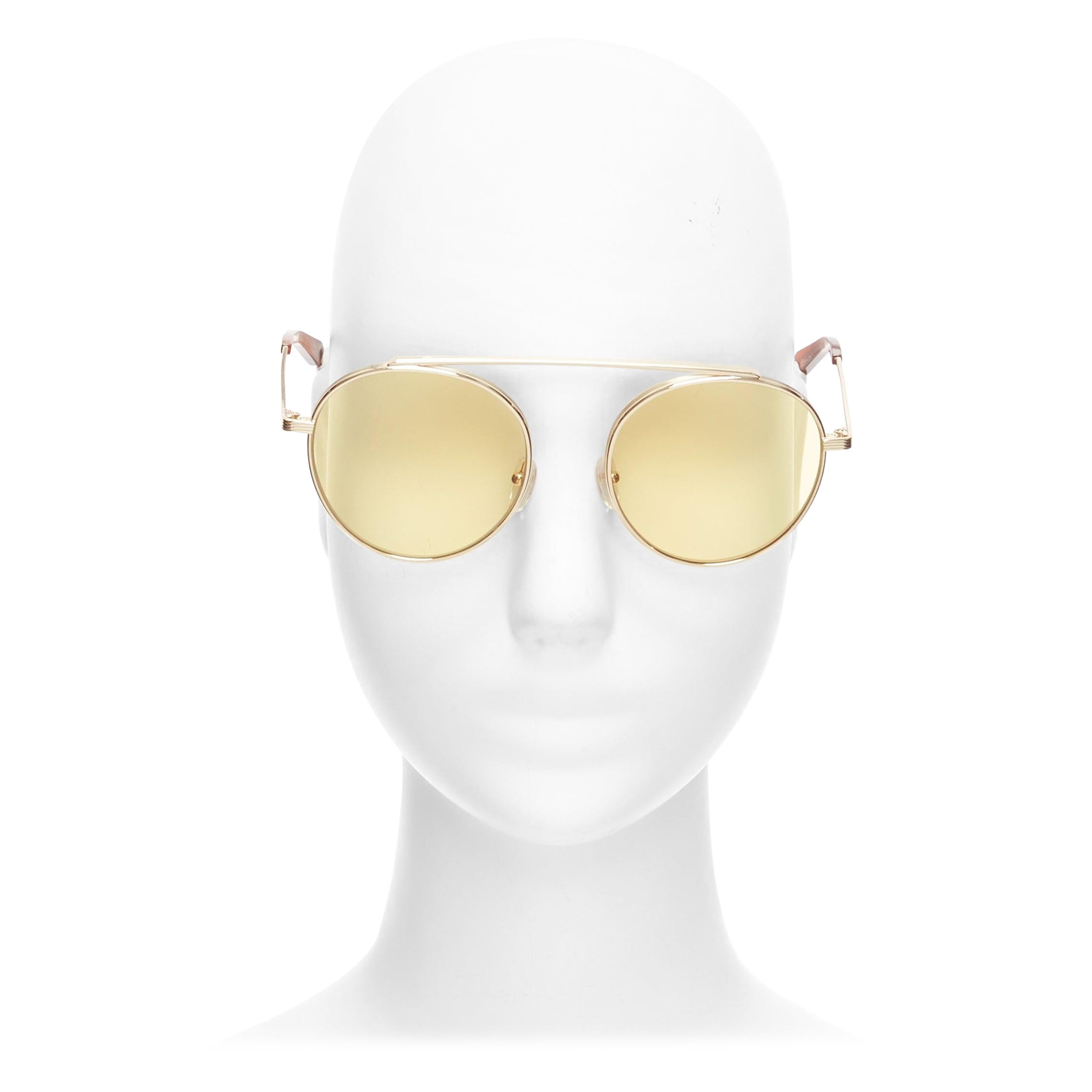 VICTORIA ECKHAM Cati VBS137 gold round frame yellow lens sunglasses For Sale