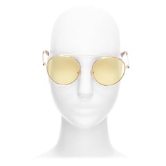 Used VICTORIA ECKHAM Cati VBS137 gold round frame yellow lens sunglasses