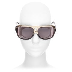 VICTORIA BECKHAM Used gold star top bar black oversized squared sunglasses