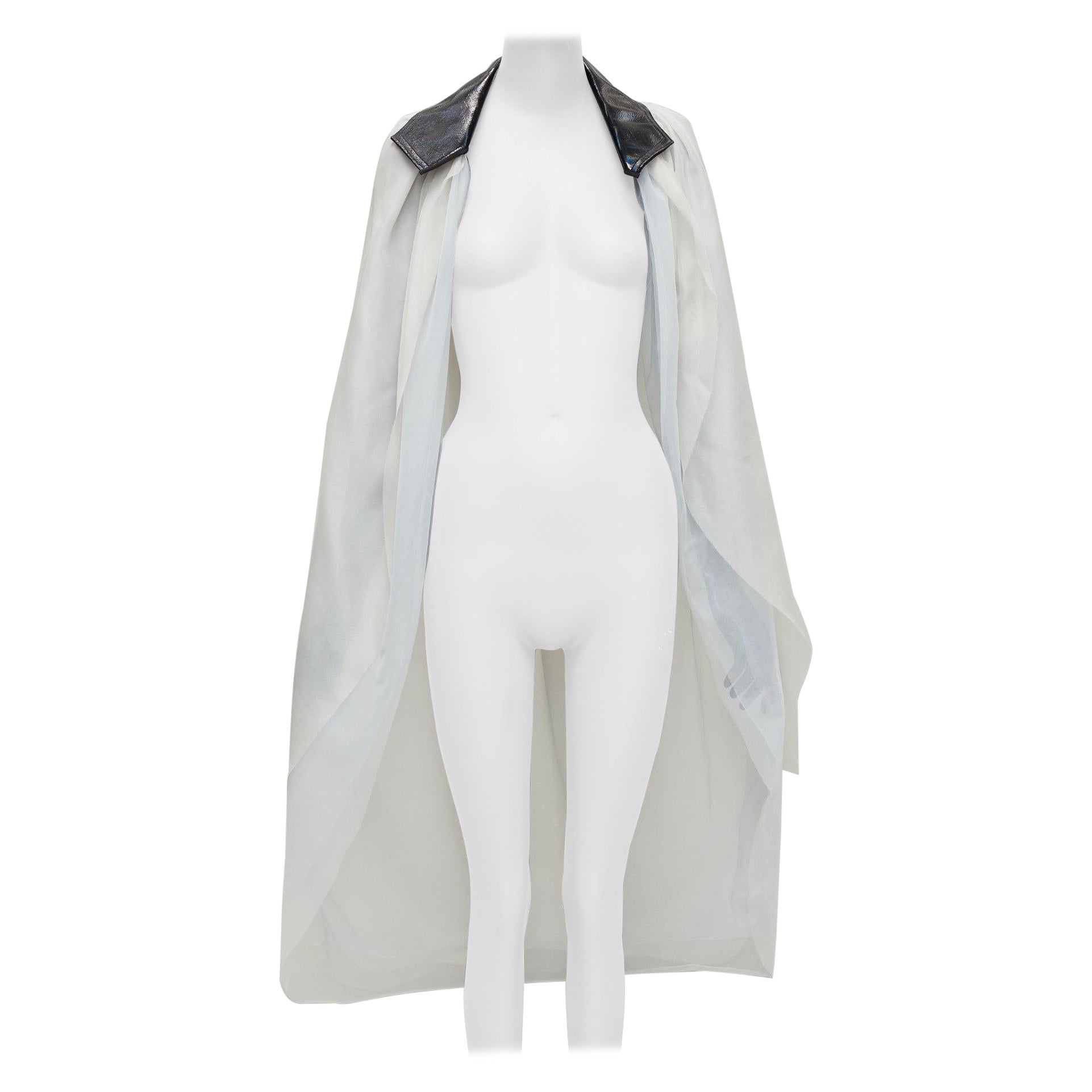 MATICEVSKI 2019 Focus white 100% silk patent collar high low cape AU8 M For Sale