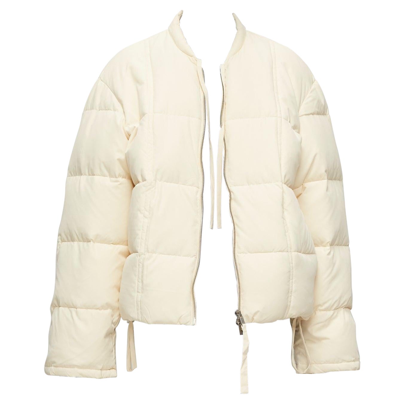 JIL SANDER + unisex cream water repellent 100% recycled cocoon puffer jacket M For Sale