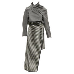 COMME DES GARCONS 1999 Retro Runway grey wrap jacket checked skirt set