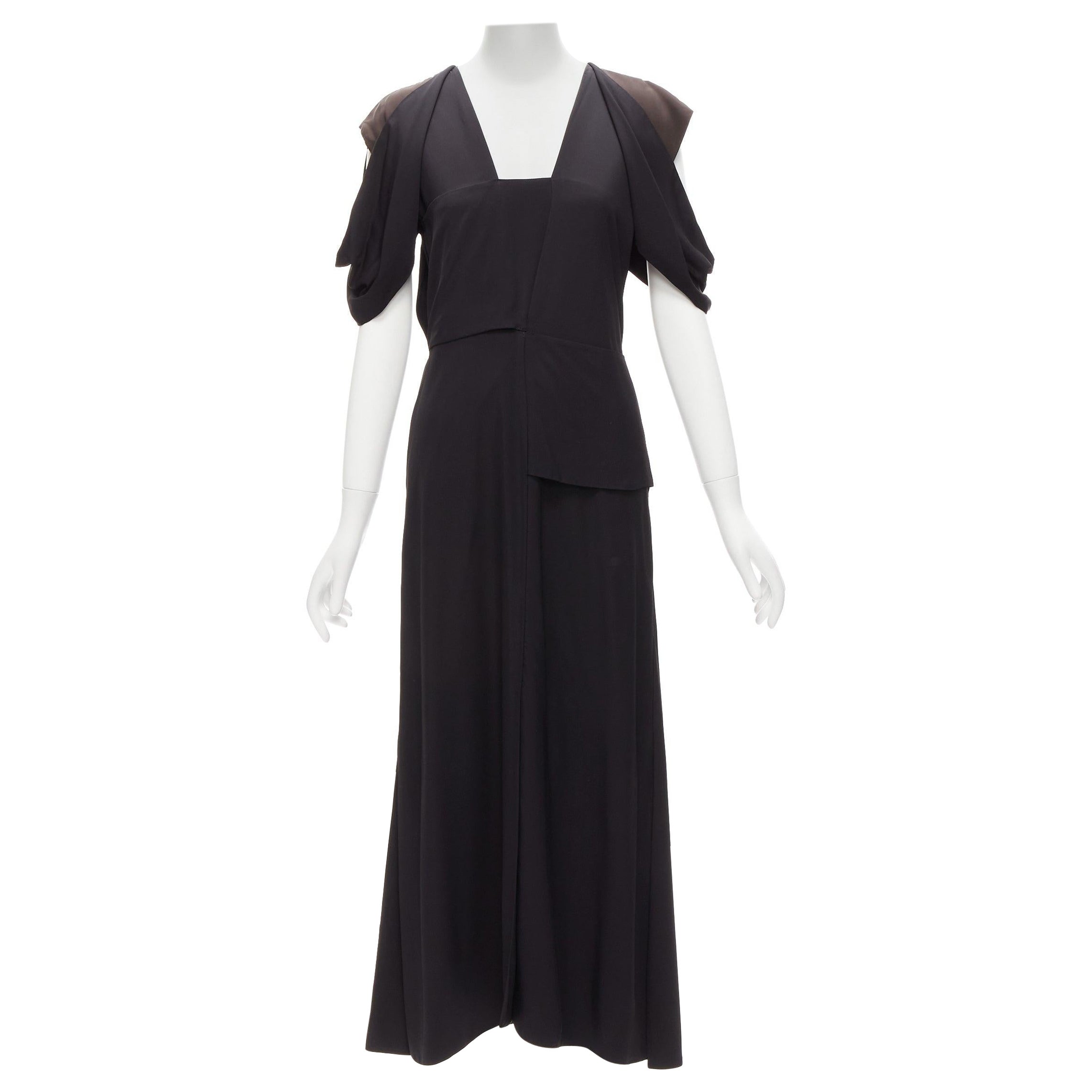BOTTEGA VENETA 2020 black intrecciato woven square neck layered dress IT38 XS For Sale