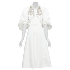 HUISHAN ZHANG 2022 Mercer white crystal embellished silk lined midi dress US6 M