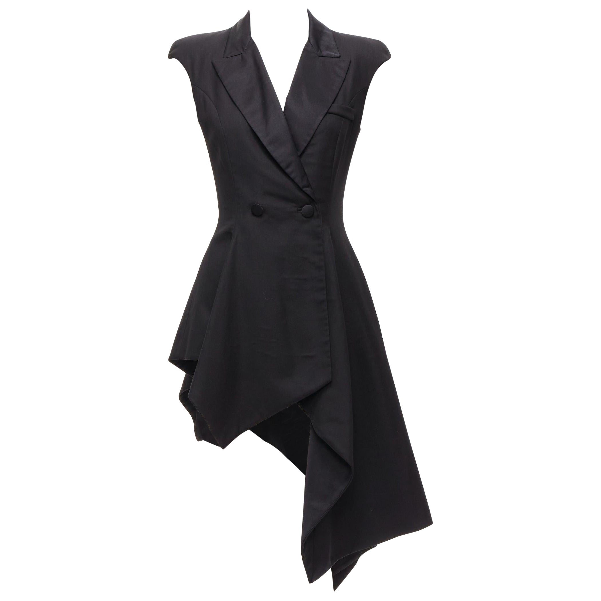 MONSE 2017 black wool blend silk lined asymmetric blazer dress US4 S For Sale