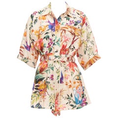 ZIMMERMANN 2022 Tropicana 100% linen cotton lined floral print playsuit Sz.0 S