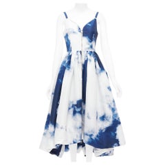 ALEXANDER MCQUEEN spring 2022 Runway blue white cloud midi dress Jisoo Blackpink