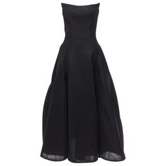 MATICEVSKI 2018 M-One noir buste en pointe corset désossé robe midi AU8 M