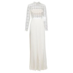 SELF PORTRAIT Weißes geblümtes Spitzen plissiertes Kleid mit hohem Schlitz UK6 XS Kate Middleton