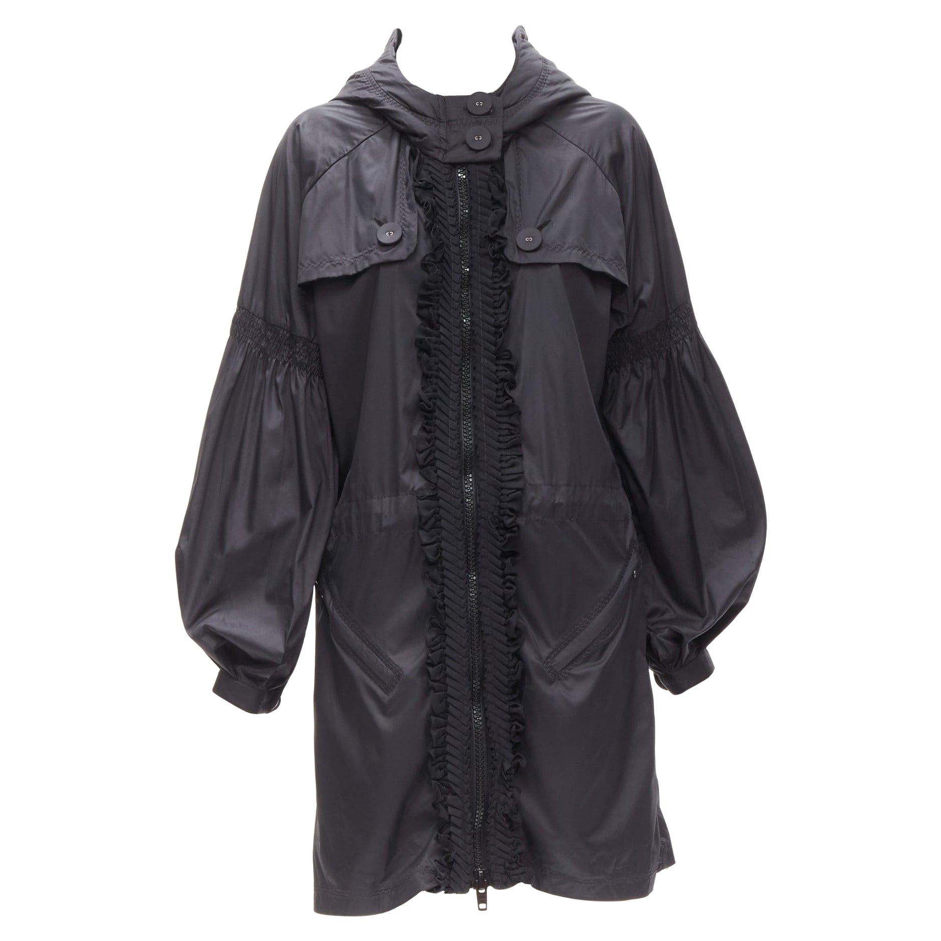 STELLA MCCARTNEY ADIDAS pleated ruffle light nylon windbreaker anorak jacket S For Sale