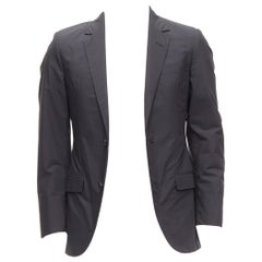 LANVIN dark grey cotton blend nylon minimal single breast suit blazer EU44 XS