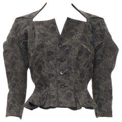 Vintage rare JUNYA WATANABE 1999 grey floral lace jacquard transformable jacket M