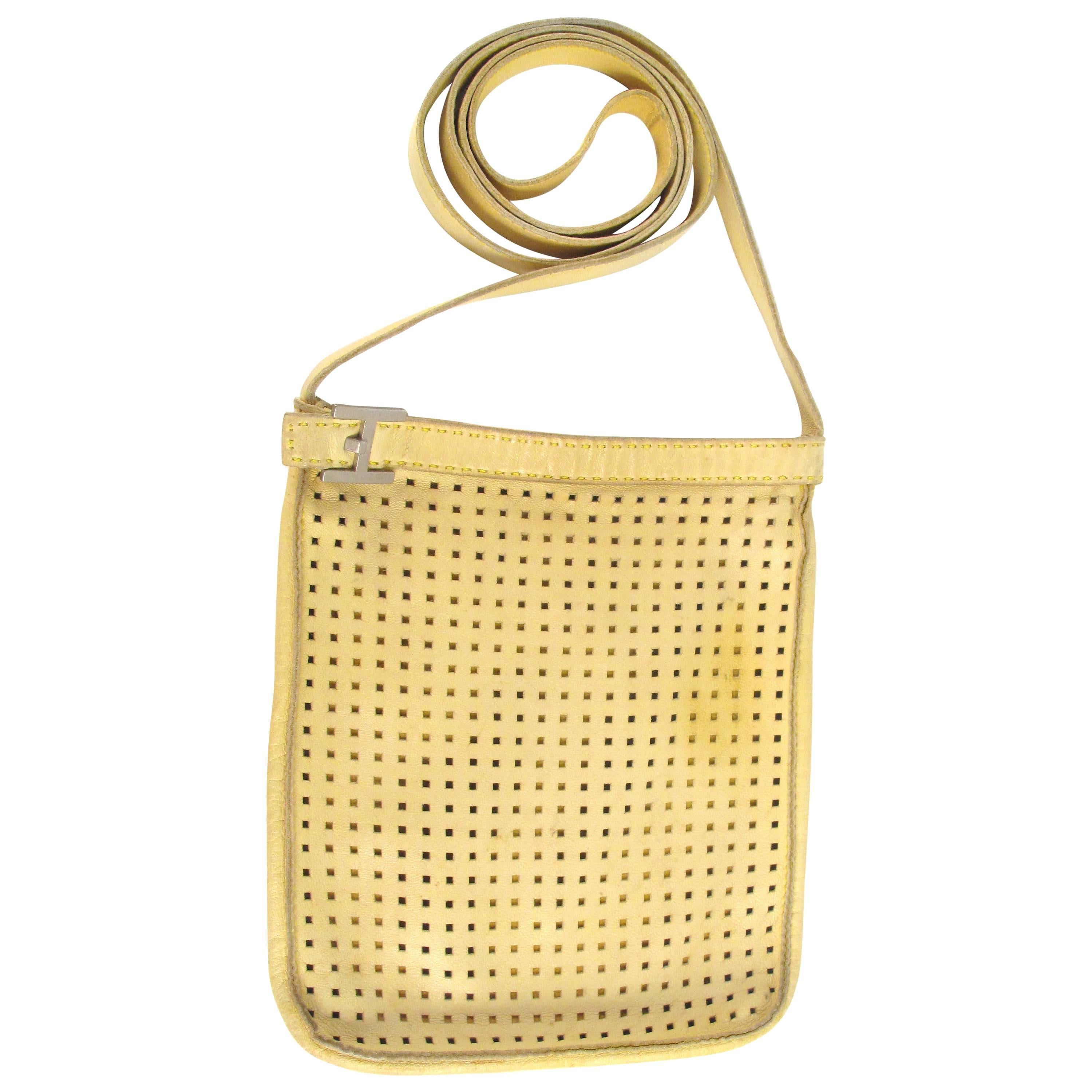 Hermes Bag- Yellow Perforated Leather Mini Crossbody Shoulder Handbag