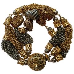 1970s Rare Silver Tone and Gold Tone Chain Bracelet 3