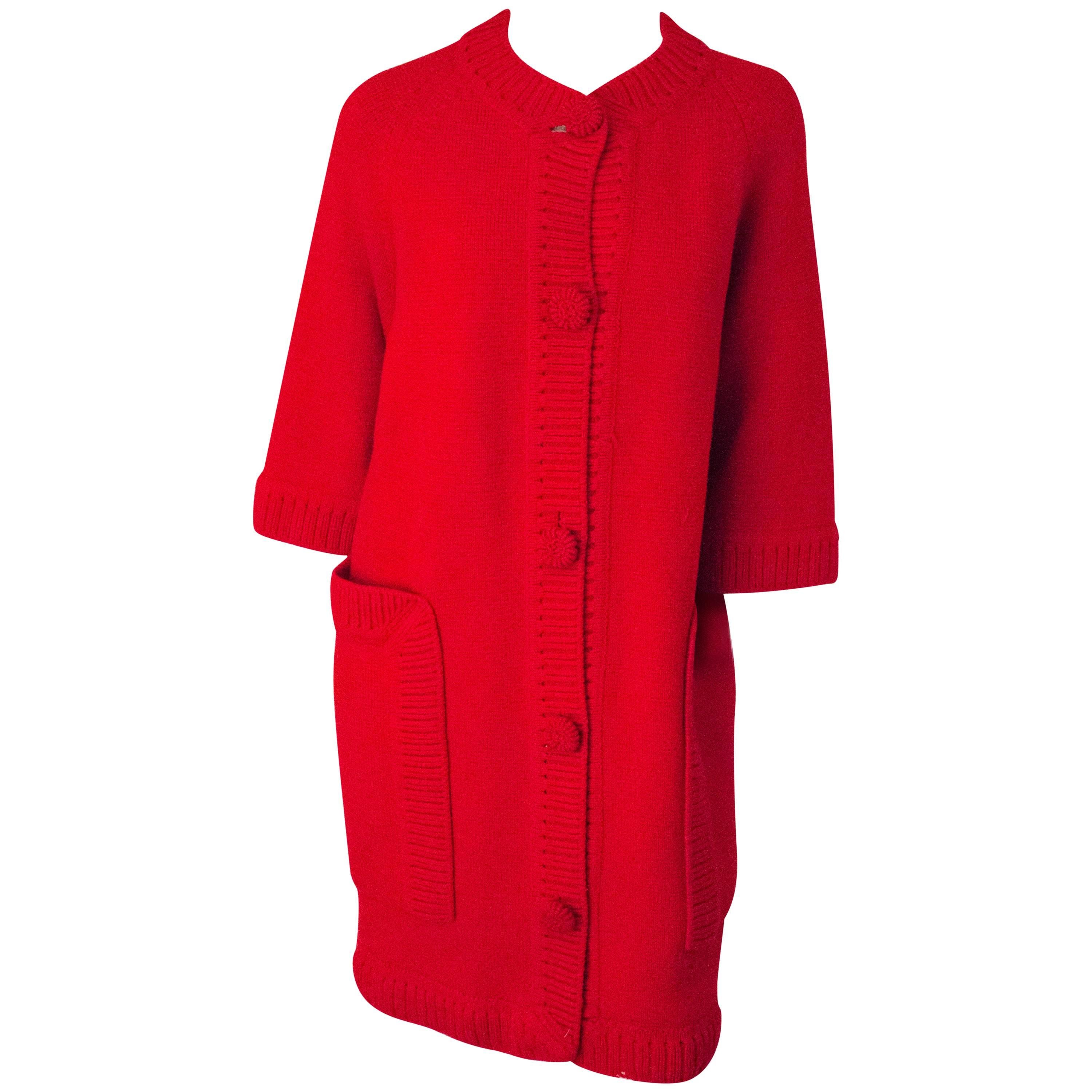 60s Red Sweater Dress For Sale