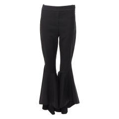 ELLERY black virgin wool blend cropped cascared flared pants US8 L