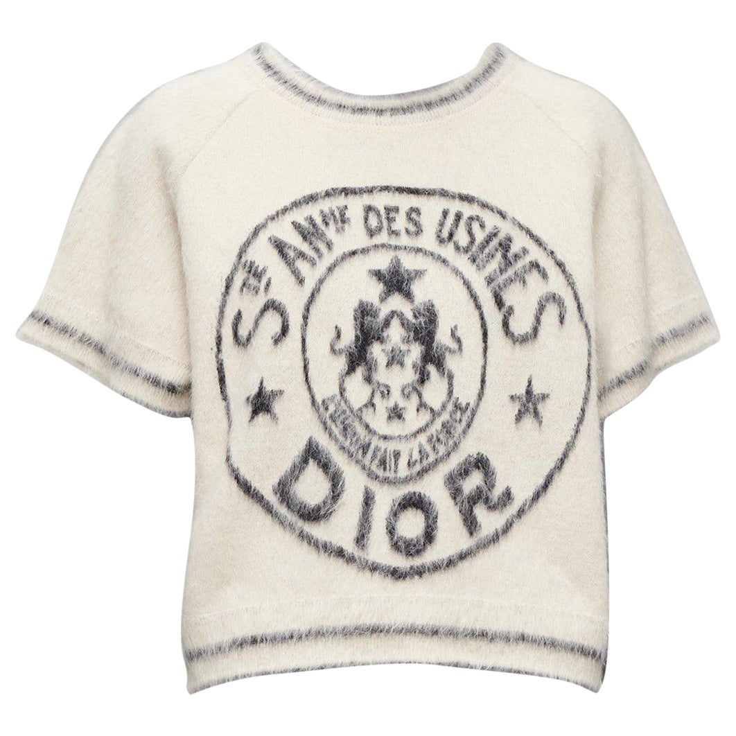 CHRISTIAN DIOR 2022 Runway L'union fait la Force  mohair stamp sweater FR34 XS For Sale