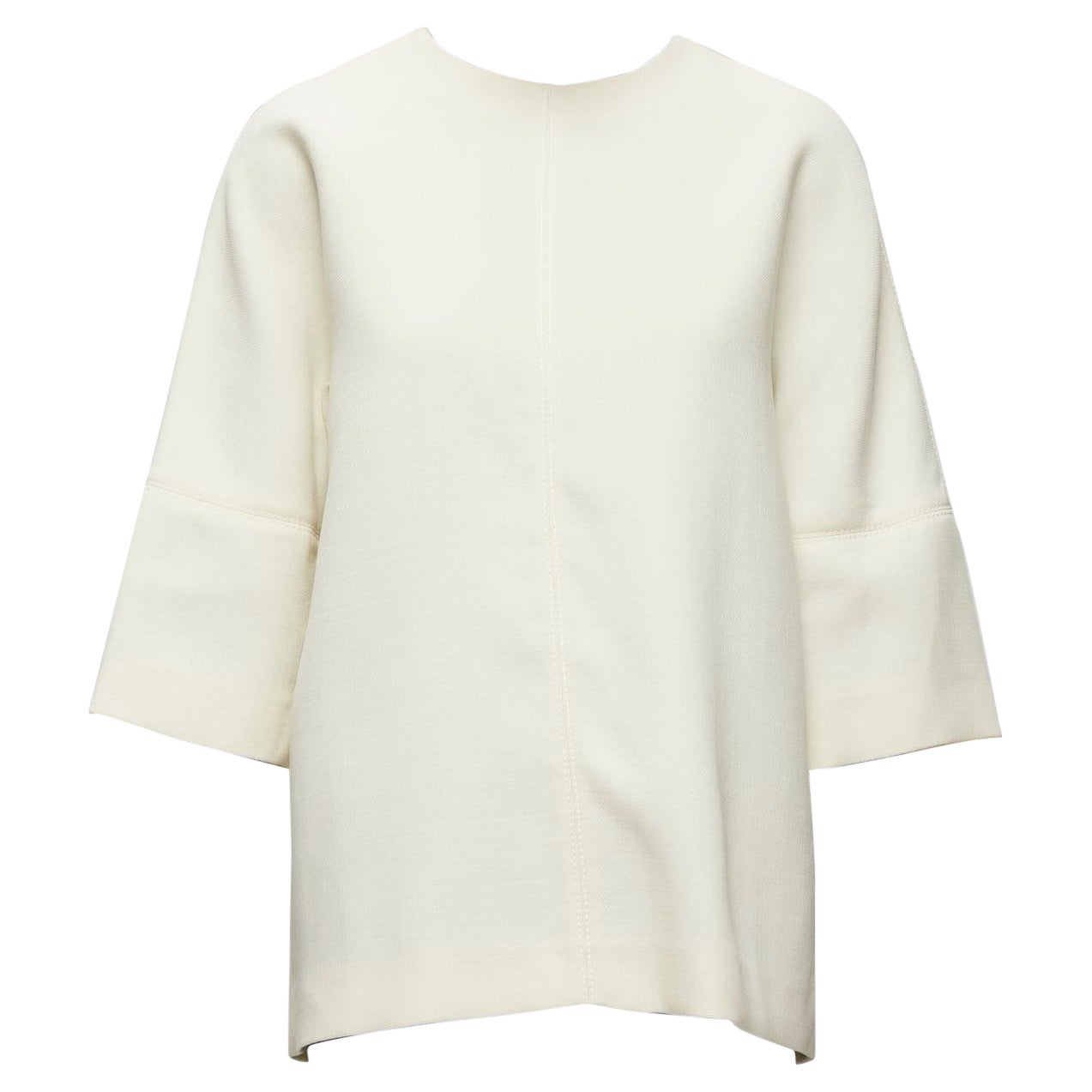 MARNI cream 100% virgin wool dolman panelled sleeves cocoon boxy top IT38 XS For Sale