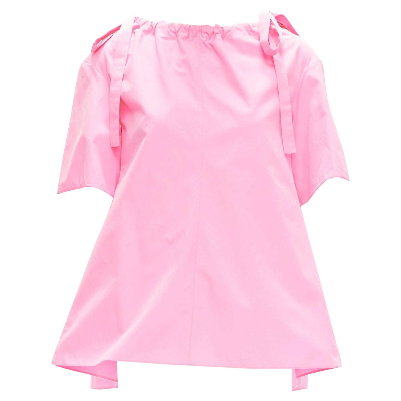 MARNI pink 100% cotton side drawstring collar trapeze top IT36 XXS For Sale