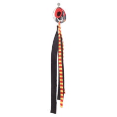 MIU MIU red silver plastic film hoop ribbon clip on statement earring Single