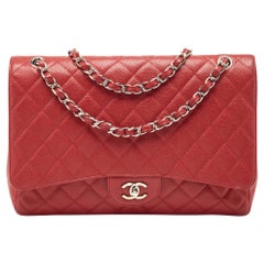 Chanel Red Caviar Leather Maxi Classic Double Flap Bag
