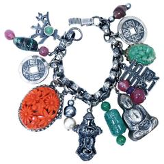 Vintage Napier Asian Inspired Charm Bracelet