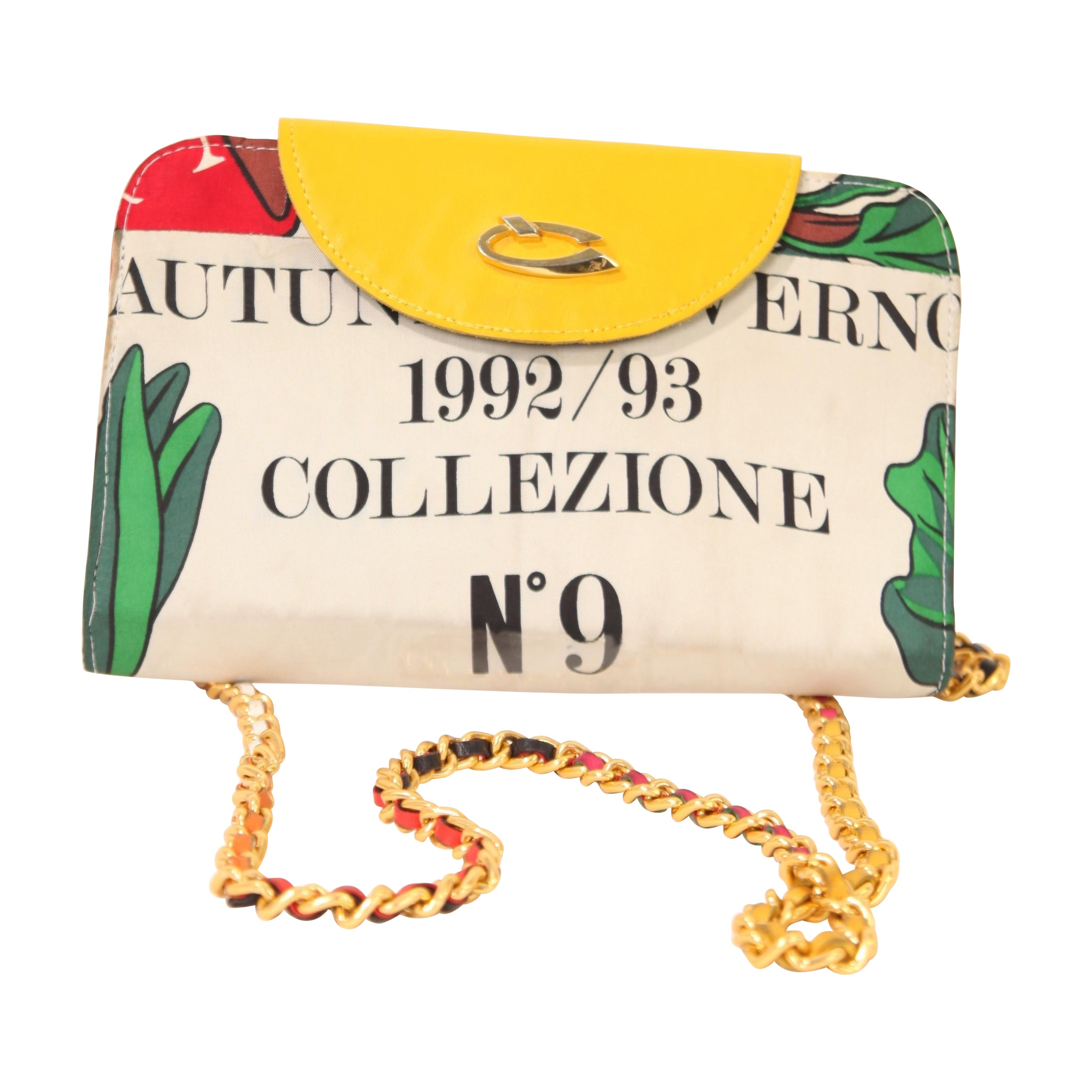 Moschino Cheap and Chic multicolour leather and textiles  clutch bag. C1992 For Sale
