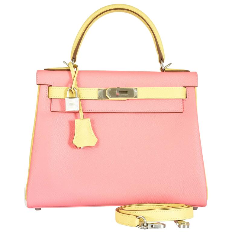 Hermes Kelly Bag 28cm HSS Special Order Rose Confetti and Jaune Poussin ...