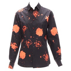 MARNI red black splatter tie dye rose print cotton button-up shirt IT38 XS