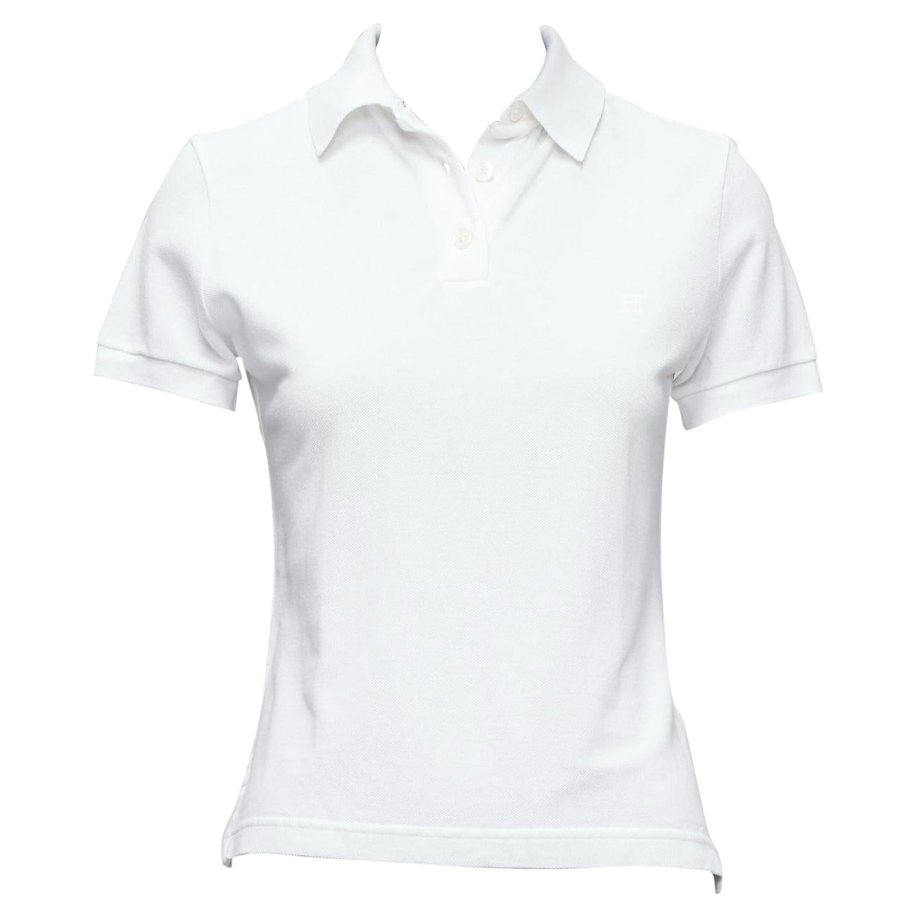 HERMES white cotton pique H embroidered logo slim fit polo shirt S For Sale