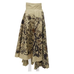 Vintage CHRISTIAN DIOR 2022 Jardin D'Hiver Runway khaki bird floral skirt FR36 S