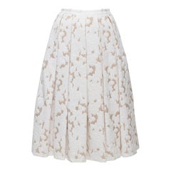 MICHAEL KORS COLLECTION white beige cotton silk floral jacquard skirt US0 XS