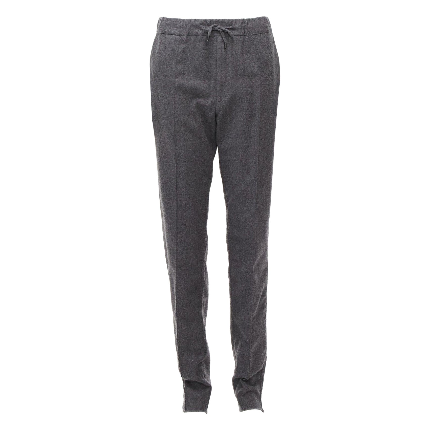 FENDI 100% virgin wool grey drawstring waistband casual dress trousers IT46 S For Sale