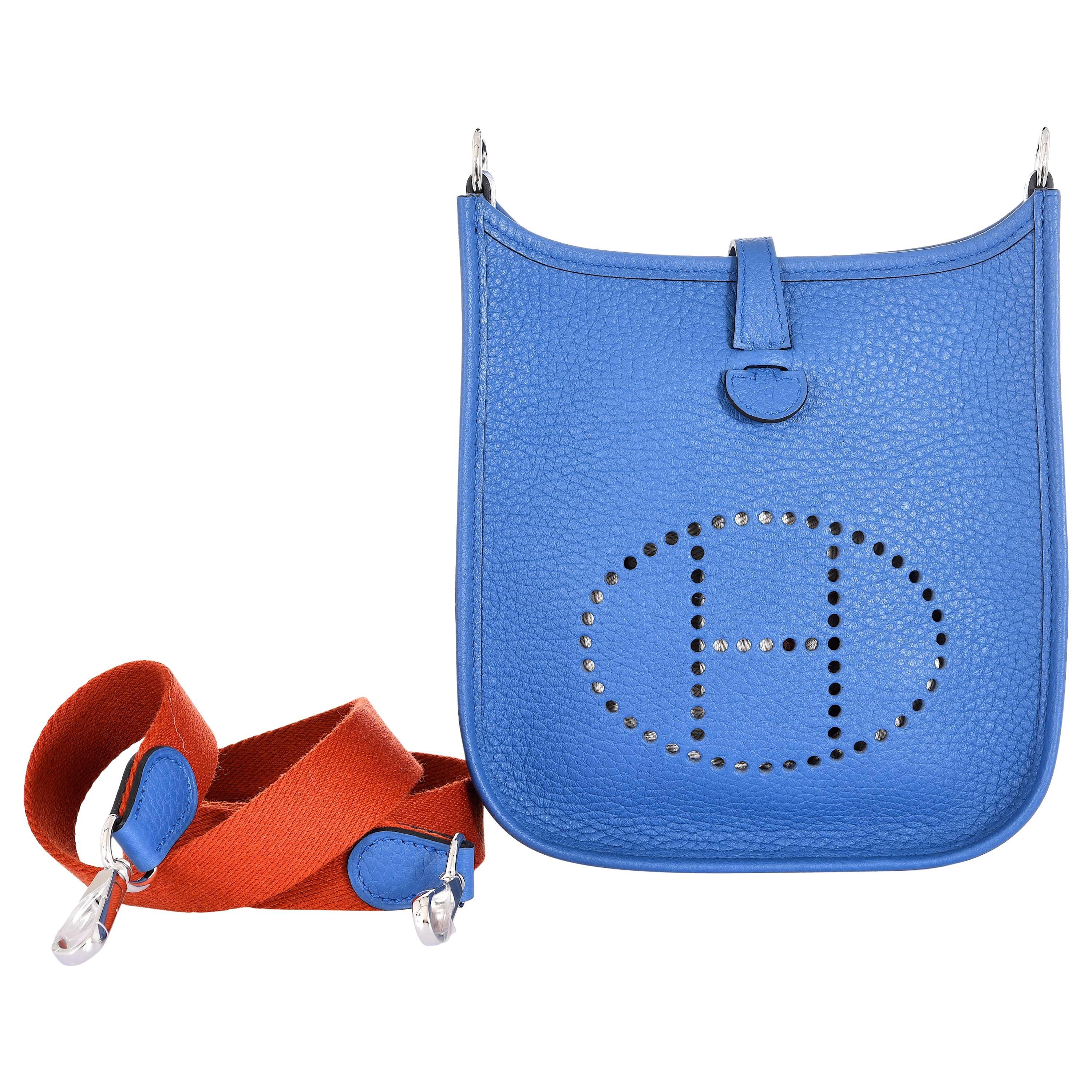 Hermes Evelyne TPM Mini Blue Agate Amazone Strap on JaneFinds For Sale