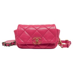 Chanel Pink Quilted Leather CC 19 Waist Bag