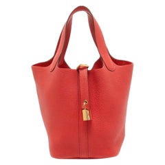 Hermès Rouge Tomate Togo Leather Picotin Lock 22 Bag