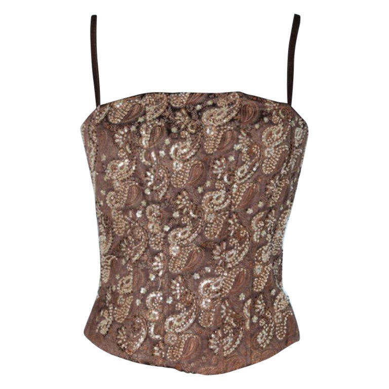 Paisley brocade pattern bustier with embroideries Luisa Spagnoli  For Sale