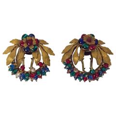 30s Sweater/Shoe Clip Ruby, Sapphire, Emerald Colored Glass Beads 9