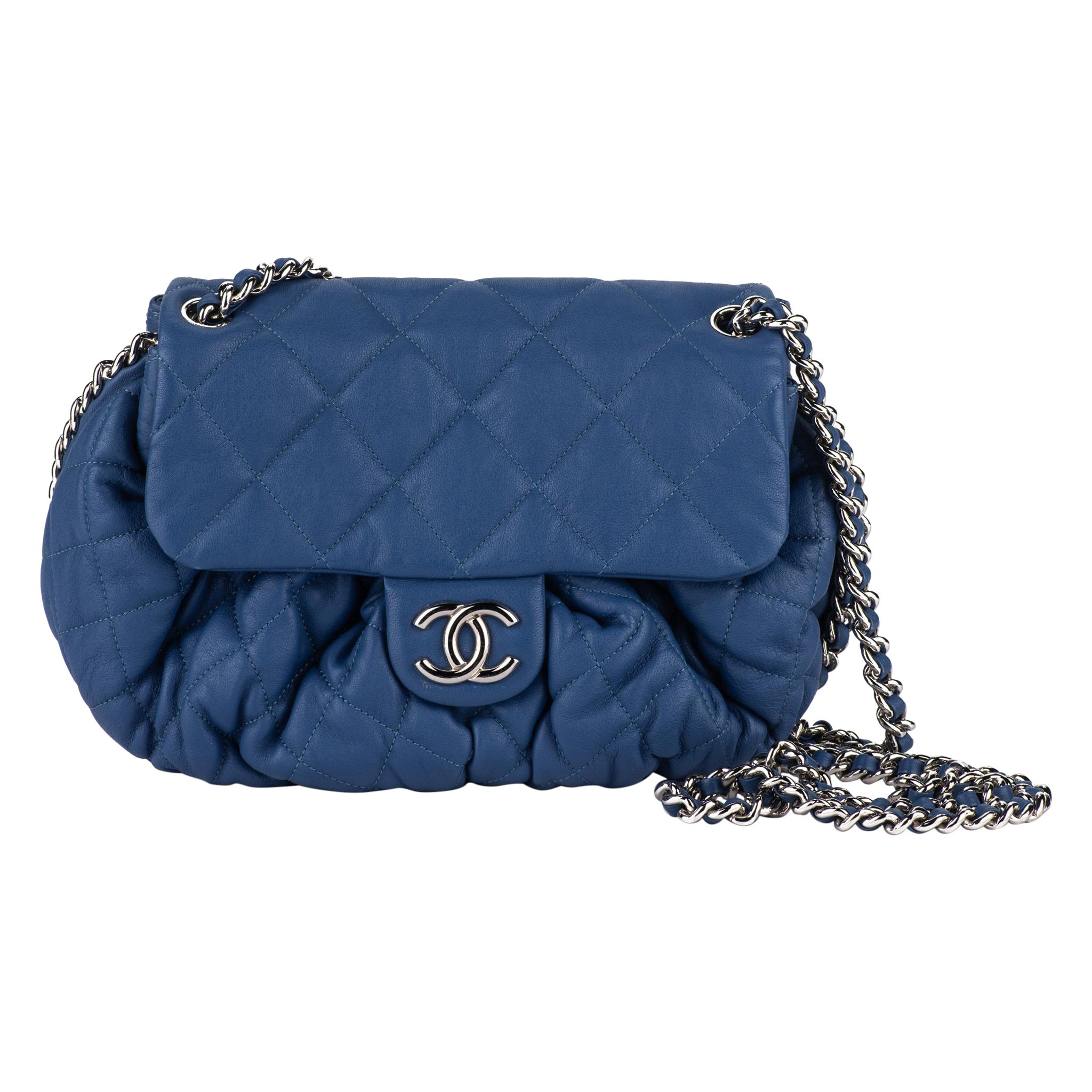 Chanel Blue Chain Around Flap Bag For Sale