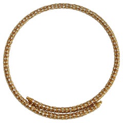 Used Francoise Montague Gold and Crystal Mabrouk Wraparound Necklace