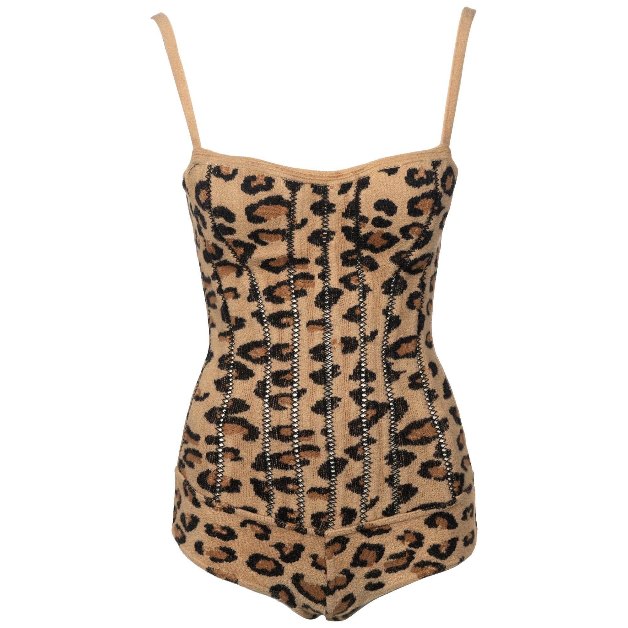 Azzedine Alaia Leopard Print Corseted Bodysuit, fw 1991 For Sale