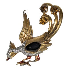 Art Deco Gilt Peacock Brooch