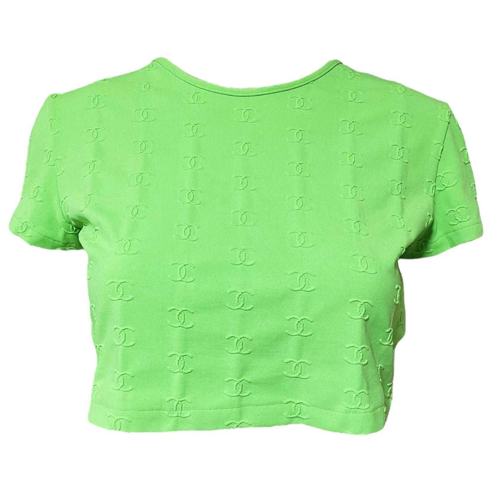 Vintage 90's CHANEL green top For Sale